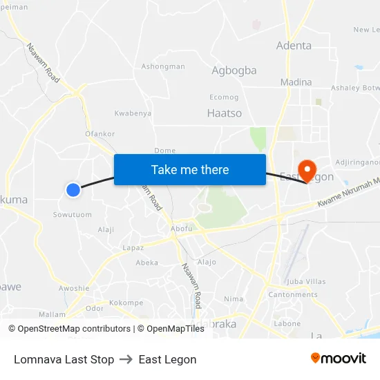Lomnava Last Stop to East Legon map