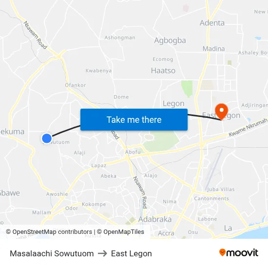 Masalaachi Sowutuom to East Legon map