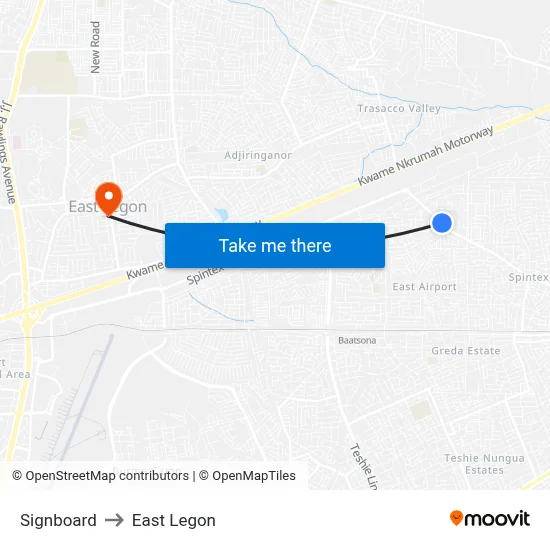 Signboard to East Legon map