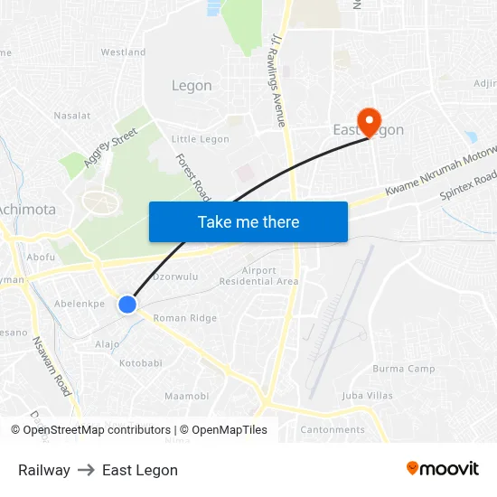 Railway to East Legon map