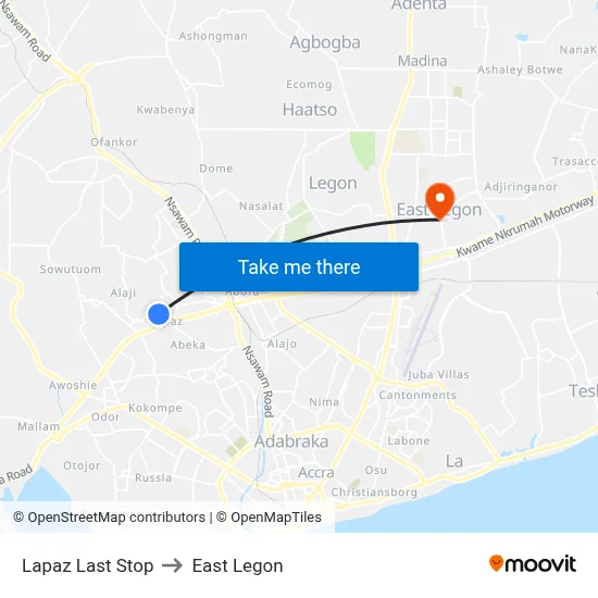 Lapaz Last Stop to East Legon map