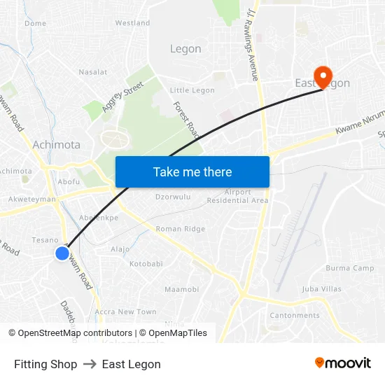 Fitting Shop to East Legon map