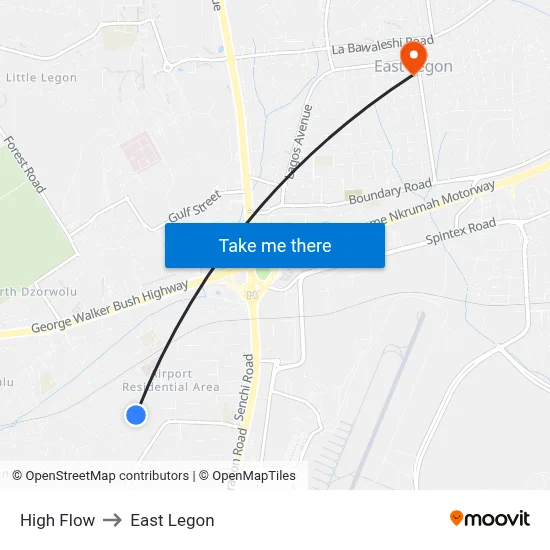 High Flow to East Legon map