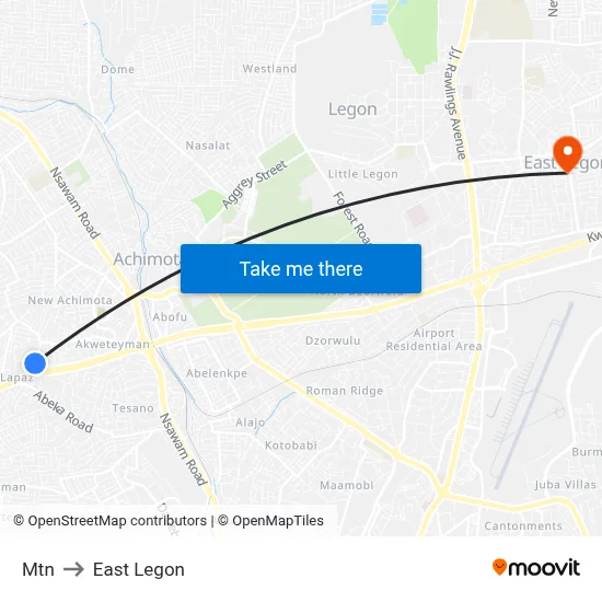 Mtn to East Legon map
