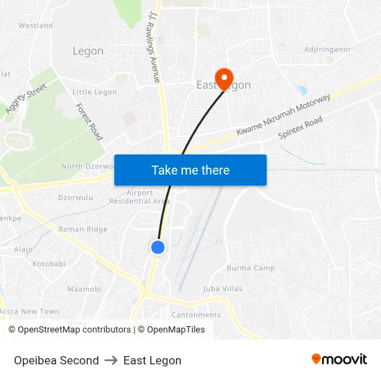Opeibea Second to East Legon map