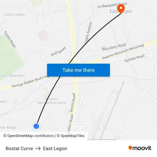 Bostal Curve to East Legon map