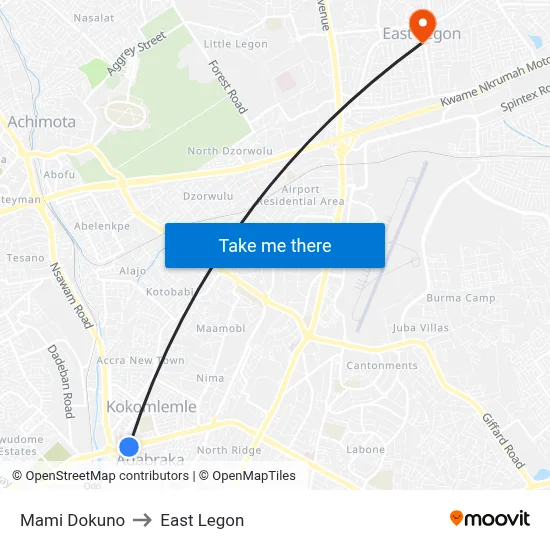 Mami Dokuno to East Legon map