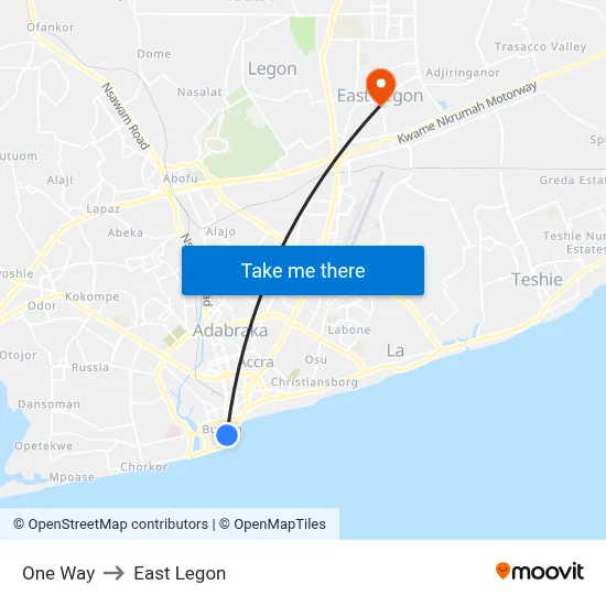 One Way to East Legon map