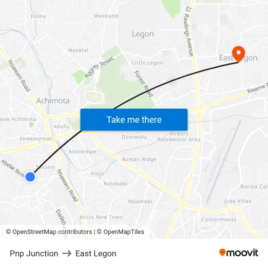 Pnp Junction to East Legon map