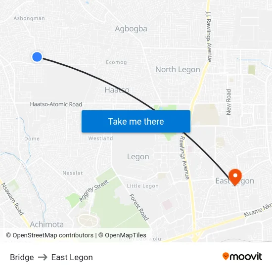 Bridge to East Legon map