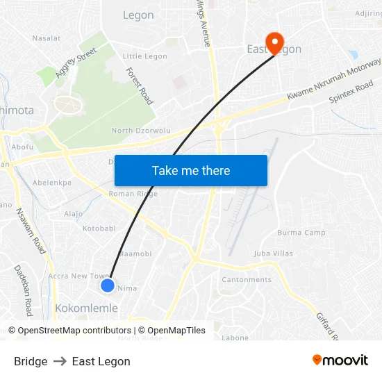 Bridge to East Legon map