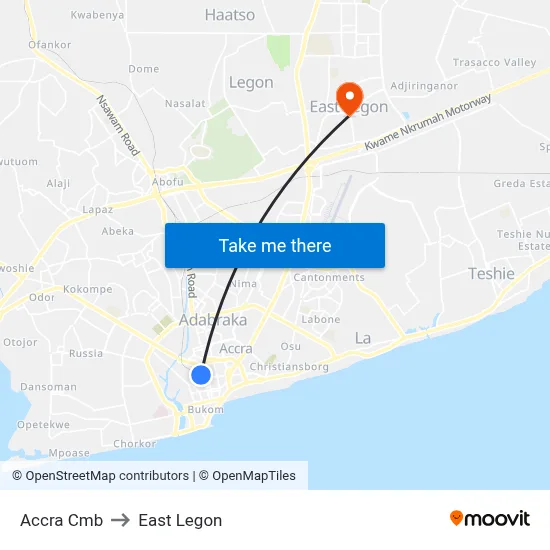 Accra Cmb to East Legon map