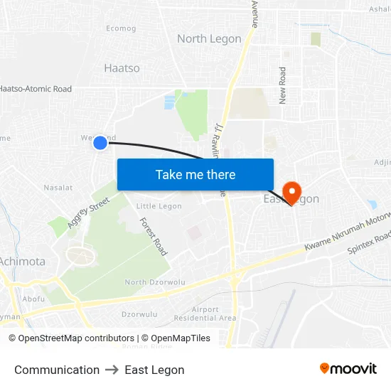 Communication to East Legon map