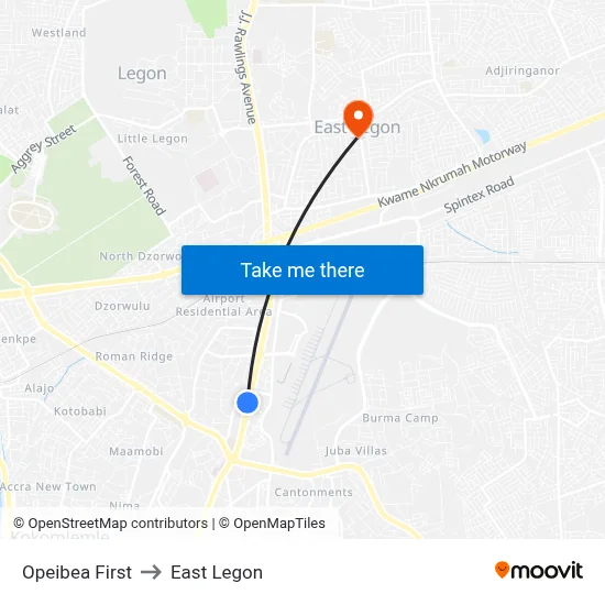 Opeibea First to East Legon map