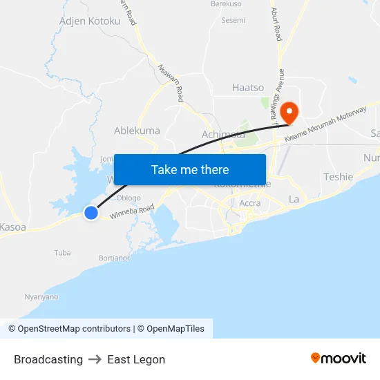 Broadcasting to East Legon map