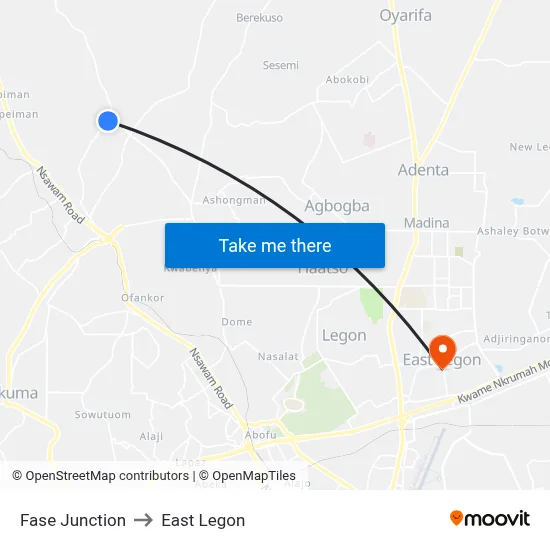 Fase Junction to East Legon map