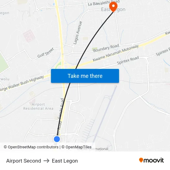 Airport Second to East Legon map
