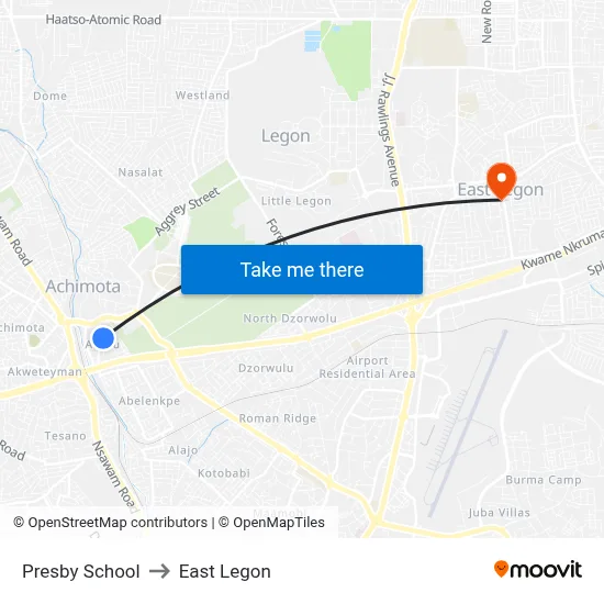 Presby School to East Legon map