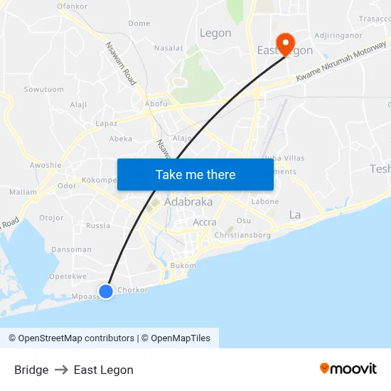 Bridge to East Legon map