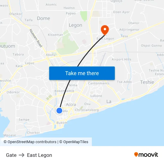 Gate to East Legon map