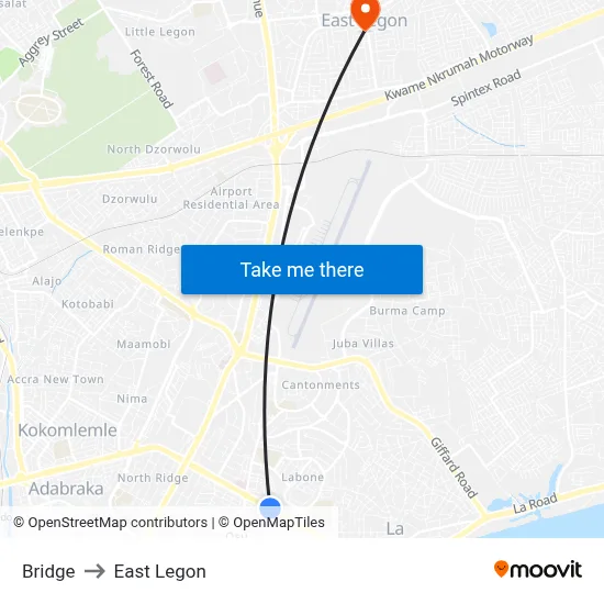 Bridge to East Legon map