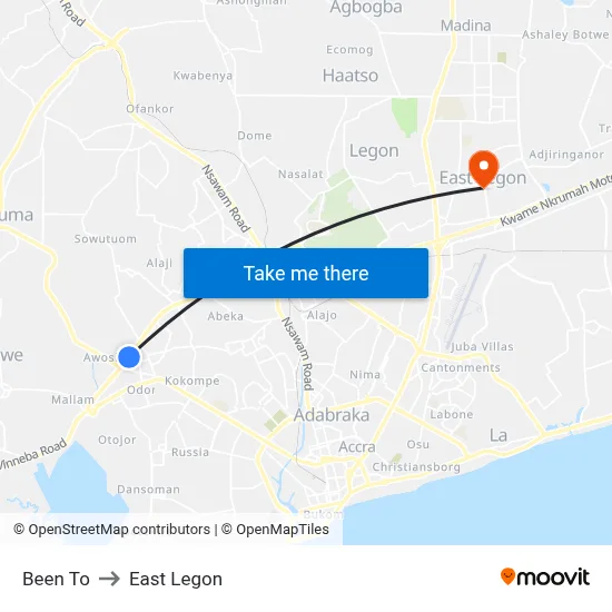 Been To to East Legon map
