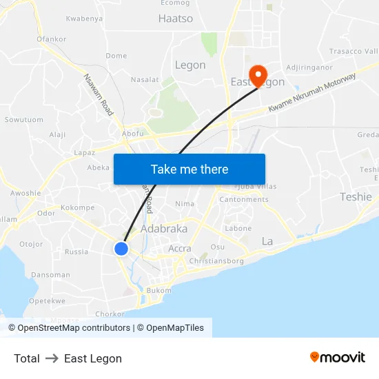 Total to East Legon map