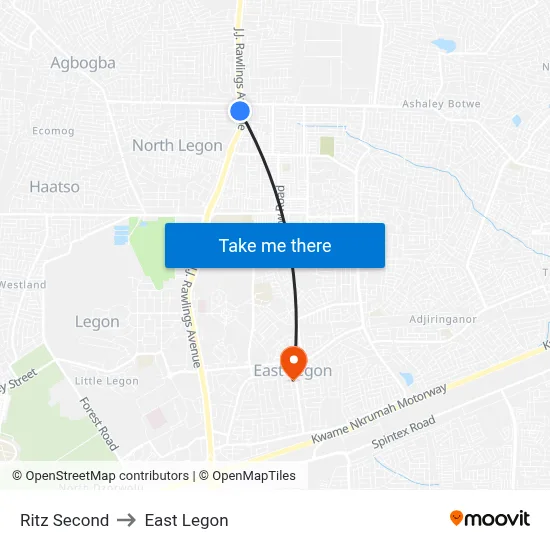 Ritz Second to East Legon map