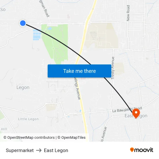 Supermarket to East Legon map