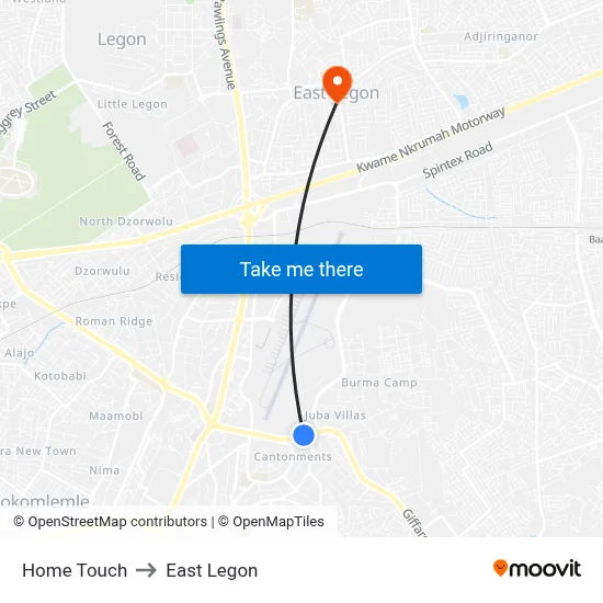 Home Touch to East Legon map
