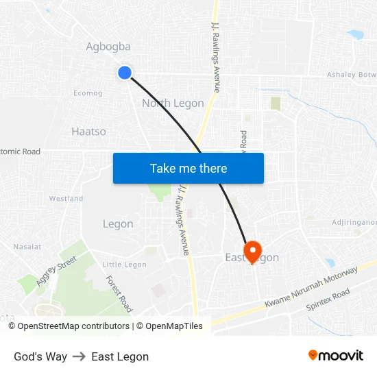 God's Way to East Legon map