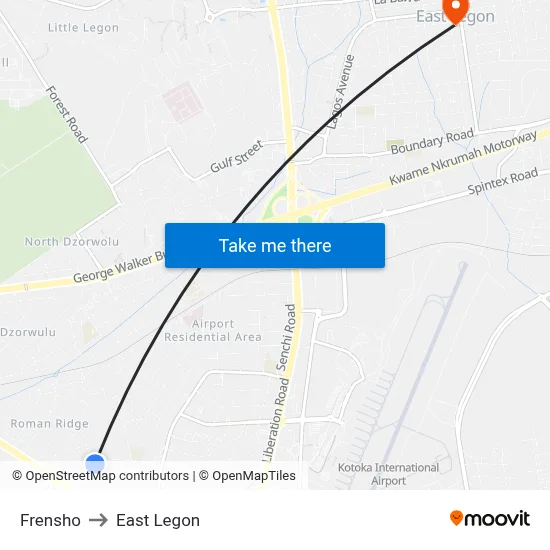 Frensho to East Legon map
