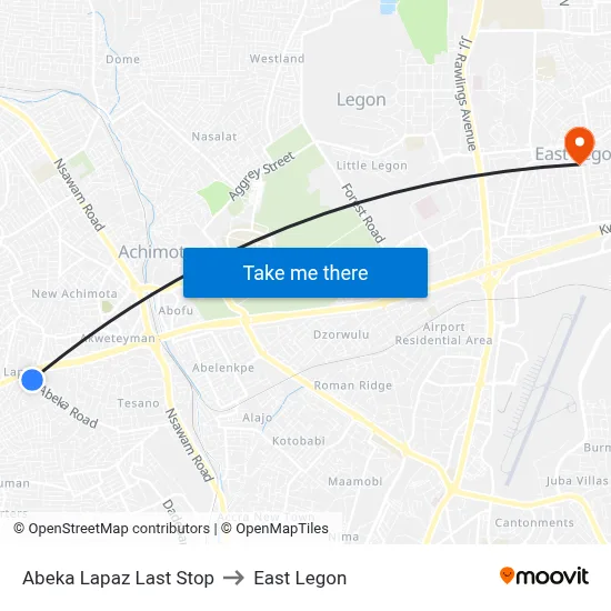 Abeka Lapaz Last Stop to East Legon map