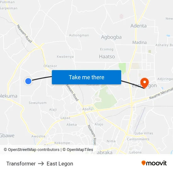 Transformer to East Legon map