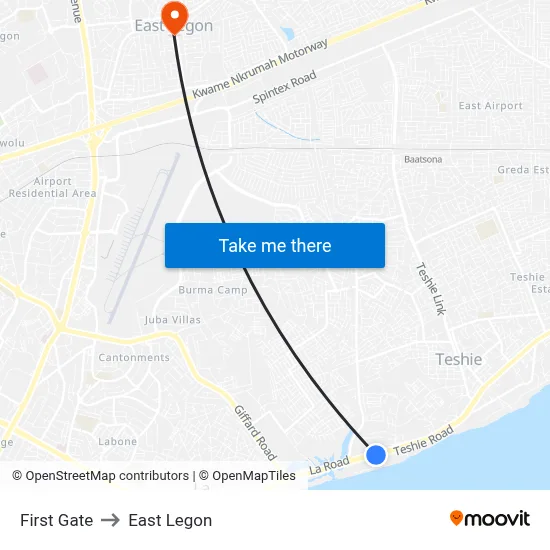First Gate to East Legon map