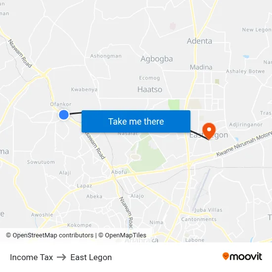 Income Tax to East Legon map