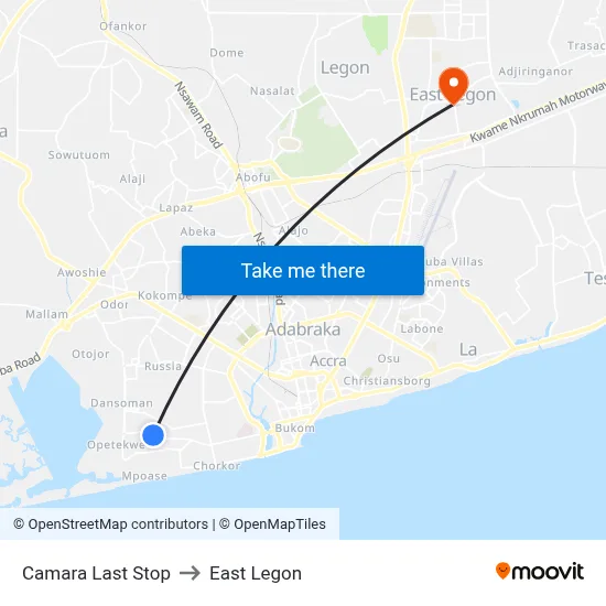 Camara Last Stop to East Legon map