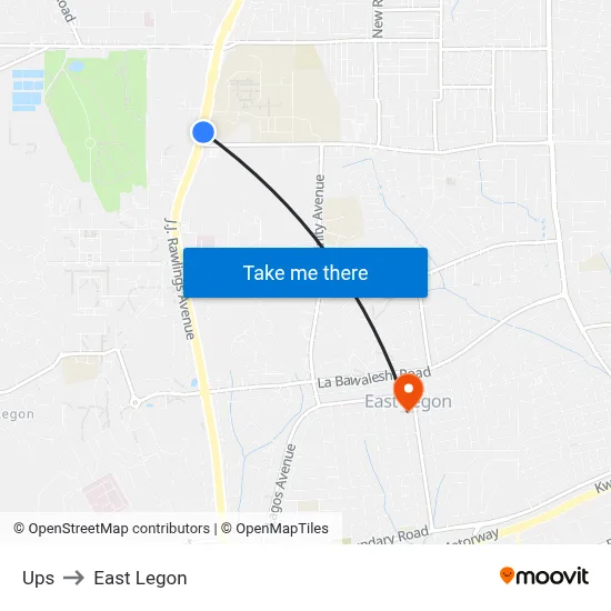 Ups to East Legon map