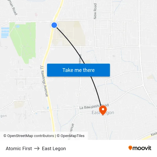 Atomic First to East Legon map