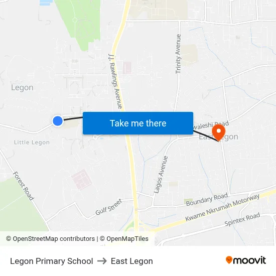 Legon Primary School to East Legon map