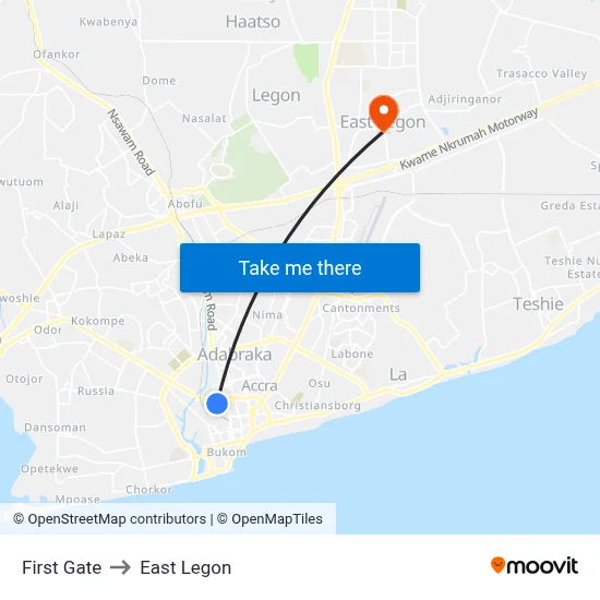 First Gate to East Legon map