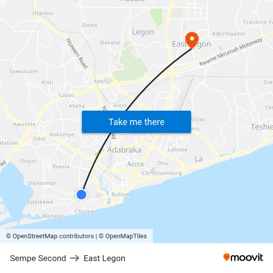 Sempe Second to East Legon map