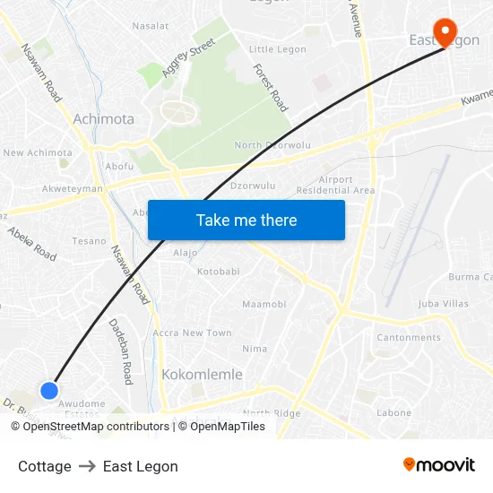 Cottage to East Legon map