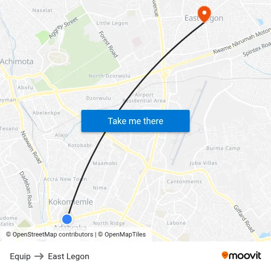 Equip to East Legon map
