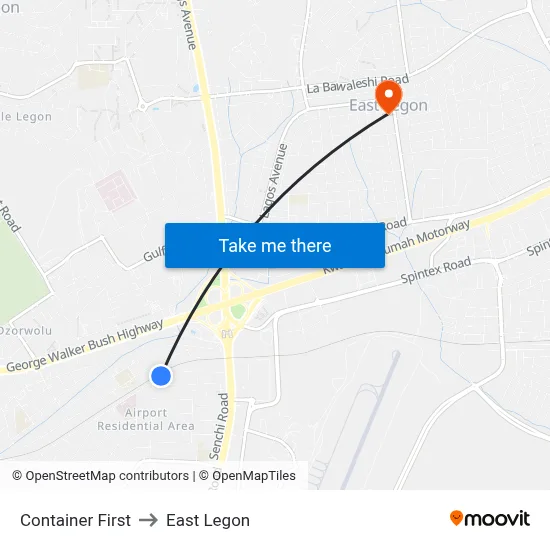 Container First to East Legon map