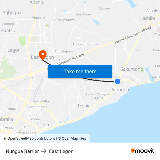 Nungua Barrier to East Legon map