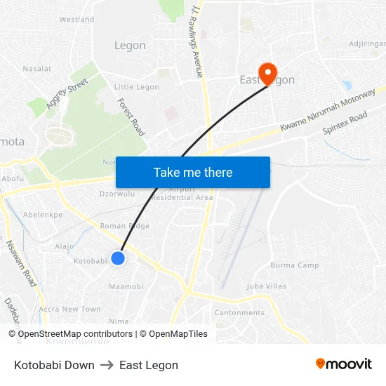 Kotobabi Down to East Legon map
