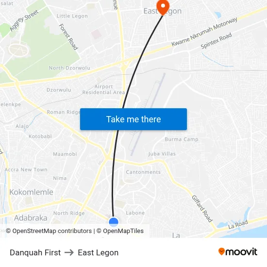 Danquah First to East Legon map