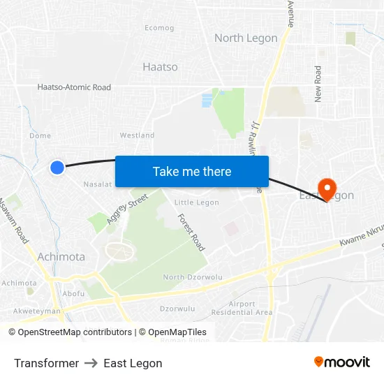 Transformer to East Legon map