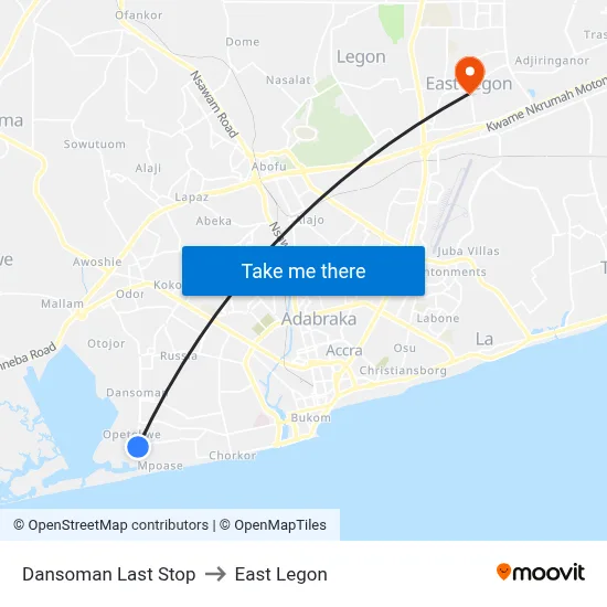 Dansoman Last Stop to East Legon map